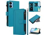 Custodia Per Tecno Spark 9T/Spark 9 Pro, Con Cerniera, Portafoglio, Custodia Flip In Finto Cuoio Con Tasche Per Carte, Supporto E Passante Per La Mano Lake Blu
