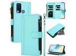 Custodia Per Vivo Y30 4G/Y50, Con Cerniera, Portafoglio, Custodia Flip In Finto Cuoio Con Tasche Per Carte, Supporto E Passante Verde Menta