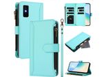 Custodia Per Infinix Gt 30 Pro, Con Cerniera, Custodia Flip Wallet In Finto Cuoio Con Tasche Per Carte, Supporto E Passante Verde Menta