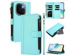 Custodia Per Vivo T3 Pro, Con Cerniera, Portafoglio Custodia Flip In Finto Cuoio Con Tasche Per Carte, Supporto E Passante Per Mano Verde Menta