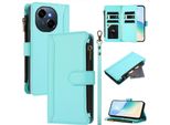 Custodia Per Tecno Spark Go 1/Spark Go 1S/Pop 9 4G, Con Cerniera, Portafoglio Custodia Flip In Finto Cuoio Con Tasche Per Carte, Supporto E Passante Per Mano Verde Menta