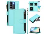 Custodia Per Vivo V27/V27 Pro/S16/S16 Pro, Con Cerniera, Portafoglio Custodia Flip In Finto Cuoio Con Tasche Per Carte, Supporto E Passante Verde Menta