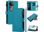 Custodia Per Vivo S20 Pro, Con Cerniera, Portafoglio Custodia Flip In Finto Cuoio Con Tasche Per Carte, Supporto E Passante Per Mani Lake Blu