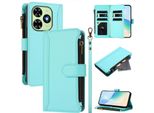 Custodia Per Tecno Spark Go 2024/Spark 20/Spark 20C/Pop 8, Con Cerniera, Portafoglio Custodia Flip In Finto Cuoio Con Tasche Per Carte, Supporto E Passante Per La Mano Verde Menta