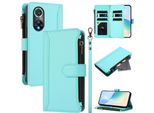 Custodia Per Huawei Nova 9 Pro/Honor 50 Pro, Con Cerniera, Portafoglio, Custodia Flip In Finto Cuoio Con Tasche Per Carte, Supporto E Passante Per La Mano Verde Menta