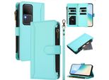 Custodia Per Vivo V30/V30 Pro/S18/S18 Pro, Con Cerniera, Portafoglio Custodia Flip In Finto Cuoio Con Tasche Per Carte, Supporto E Passante Per La Mano Verde Menta
