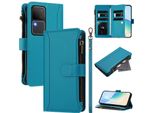 Custodia Per Vivo V30/V30 Pro/S18/S18 Pro, Con Cerniera, Portafoglio Custodia Flip In Finto Cuoio Con Tasche Per Carte, Supporto E Passante Per Mani Lake Blu