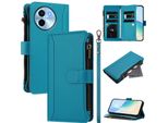 Custodia Per Vivo Y38, Con Cerniera, Portafoglio, Custodia Flip In Finto Cuoio Con Tasche Per Carte, Supporto E Passante Per La Mano Lake Blu