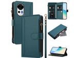 Custodia Per Huawei Nova 13, Con Cerniera, Portafogli In Finto Cuoio Con Tasche Per Carte, Supporto E Passante Verde