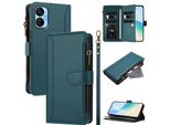 Custodia Per Tecno Spark 9T/Spark 9 Pro, Con Cerniera, Portafoglio Custodia Flip In Finto Cuoio Con Tasche Per Carte, Supporto E Passante Per La Mano Verde