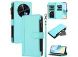 Custodia Per Huawei Nova 12I/Nova 13I, Con Cerniera, Portafoglio In Finto Cuoio Con Tasche Per Carte, Supporto E Passante Verde Menta