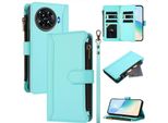 Custodia Per Tecno Spark 20 Pro+, Con Cerniera, Portafoglio Custodia Flip In Finto Cuoio Con Tasche Per Carte, Supporto E Passante Per Mani Verde Menta