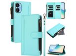Custodia Per Tecno Spark 9T/Spark 9 Pro, Con Cerniera, Portafoglio, Flip Case In Finto Cuoio Con Tasche Per Carte, Supporto E Passante Per La Mano Verde Menta
