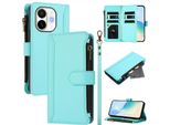 Custodia Per Tecno Spark 30C 5G/Pop 9 5G, Con Cerniera, Portafoglio Custodia Flip In Finto Cuoio Con Tasche Per Carte, Supporto E Passante Per Mani Verde Menta
