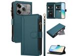 Custodia Per Tecno Spark 6 Go/Spark Go 2020/Spark Go 2021, Con Cerniera, Portafoglio Custodia Flip In Finto Cuoio Con Tasche Per Carte, Supporto E Passante Per Mani Verde
