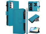 Custodia Per Infinix Zero 5G 2023, Con Cerniera, Portafoglio In Finto Cuoio Con Tasche Per Carte, Supporto E Passante Per La Mano Lake Blu