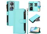 Custodia Per Honor 90 Smart/Honor X7B/X7B 5G, Con Cerniera, Portafoglio Custodia Flip In Finto Cuoio Con Tasche Per Carte, Supporto E Passante Per Mano Verde Menta