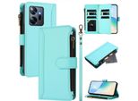 Custodia Per Infinix Zero 20, Con Cerniera, Custodia Flip Wallet In Finto Cuoio Con Tasche Per Carte, Supporto E Passante Per Mano Verde Menta