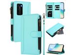 Custodia Per Huawei P40 Pro, Con Cerniera, Portafoglio In Finto Cuoio Con Tasche Per Carte, Supporto E Passante Per La Mano Verde Menta