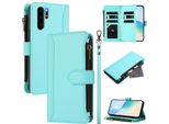 Custodia Per Huawei P30 Pro, Con Cerniera, Portafoglio In Finto Cuoio Con Tasche Per Carte, Supporto E Passante Per La Mano Verde Menta