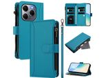 Custodia Per Tecno Spark 20 Pro 5G, Con Cerniera, Portafoglio, Custodia Flip In Finto Cuoio Con Tasche Per Carte, Supporto E Passante Per Mani Lake Blu
