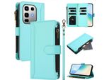 Custodia Per Infinix Note 50 4G/Note 50 Pro 4G, Con Cerniera, Portafoglio Custodia Flip In Finto Cuoio Con Tasche Per Carte, Supporto E Passante Per La Mano Verde Menta