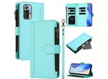 Custodia Per Xiaomi Redmi Note 10 Pro/Note 10 Pro Max, Con Cerniera, Portafoglio Custodia Flip In Finto Cuoio Con Tasche Per Carte, Supporto E Passante Per Mano Verde Menta