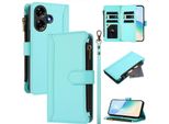 Custodia Per Infinix Hot 30 4G, Con Cerniera, Custodia Flip Wallet In Finto Cuoio Con Tasche Per Carte, Supporto E Passante Per Mano Verde Menta