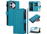 Custodia Per Honor 400 Lite, Con Cerniera, Portafoglio Custodia Flip In Finto Cuoio Con Tasche Per Carte, Supporto E Passante Per La Mano Lago Blu