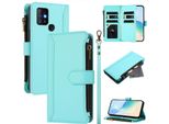 Custodia Per Infinix Hot 10, Con Cerniera, Portafoglio In Finto Cuoio Con Tasche Per Carte, Supporto E Passante Per La Mano Verde Menta