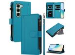 Custodia Per Infinix Hot 50 5G, Con Cerniera, Portafoglio In Finto Cuoio Con Tasche Per Carte, Supporto E Passante Per La Mano Lake Blu