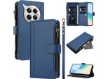 Custodia Per Infinix Zero 40/Zero 40 4G, Con Cerniera, Portafoglio Custodia Flip In Finto Cuoio Con Tasche Per Carte, Supporto E Passante Per La Mano Blu