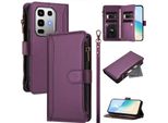 Custodia Per Infinix Note 50 4G/Note 50 Pro 4G, Con Cerniera, Portafoglio, Custodia Flip In Finto Cuoio Con Tasche Per Carte, Supporto E Passante Per La Mano Viola