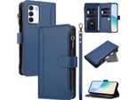 Custodia Per Infinix Zero 5G 2023, Con Cerniera, Portafoglio In Finto Cuoio Con Tasche Per Carte, Supporto E Passante Blu