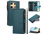 Custodia Per Infinix Note 30 Pro, Con Cerniera, Portafoglio In Finto Cuoio Con Tasche Per Carte, Supporto E Passante Per La Mano Verde