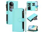 Custodia Per Vivo S20 Pro, Con Cerniera, Portafoglio Custodia Flip In Finto Cuoio Con Tasche Per Carte, Supporto E Passante Per Mano Verde Menta
