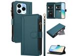 Custodia Per Infinix Note 40X 5G, Con Cerniera, Portafoglio, Custodia In Finto Cuoio Con Tasche Per Carte, Supporto E Passante Per La Mano, Verde