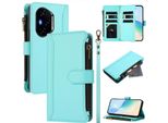 Custodia Per Honor 400, Con Cerniera, Portafoglio Custodia Flip In Finto Cuoio Con Tasche Per Carte, Supporto E Passante Verde Menta