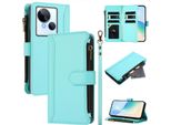 Custodia Per Tecno Spark 10 5G, Con Cerniera, Portafoglio Custodia Flip In Finto Cuoio Con Tasche Per Carte, Supporto E Passante Per Mano Verde Menta