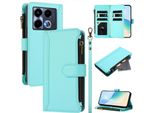 Custodia Per Infinix Note 40 5G, Con Cerniera, Portafoglio Custodia Flip In Finto Cuoio Con Tasche Per Carte, Supporto E Passante Verde Menta