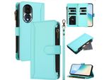 Custodia Per Honor 80, Con Cerniera, Portafoglio Custodia Flip In Finto Cuoio Con Tasche Per Carte, Supporto E Passante Per Mani Verde Menta