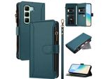 Custodia Per Infinix Hot 50 5G, Con Cerniera, Portafoglio Custodia Flip In Finto Cuoio Con Tasche Per Carte, Supporto E Passante Per Mano Verde