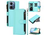 Custodia Per Infinix Hot 30I, Con Cerniera, Custodia Flip Wallet In Finto Cuoio Con Tasche Per Carte, Supporto E Passante Verde Menta