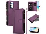 Custodia Per Infinix Zero 5G 2023, Con Cerniera, Portafoglio, Custodia Flip In Finto Cuoio Con Tasche Per Carte, Supporto E Passante Per La Mano Viola