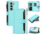 Custodia Per Infinix Hot 50 5G, Con Cerniera, Custodia Flip Wallet In Finto Cuoio Con Tasche Per Carte, Supporto E Passante Per Mano Verde Menta