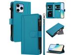 Custodia Per Honor 60 Se, Con Cerniera, Portafoglio Custodia Flip In Finto Cuoio Con Tasche Per Carte, Supporto E Passante Per La Mano Lago Blu