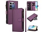 Custodia Per Infinix Note 50 Pro+, Con Cerniera, Portafoglio In Finto Cuoio Con Tasche Per Carte, Supporto E Passante Per Mano Viola