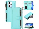 Custodia Per Xiaomi Redmi Note 12 Pro 5G/Poco X5 Pro, Con Cerniera, Portafoglio Custodia Flip In Finto Cuoio Con Tasche Per Carte, Supporto E Passante Per Mano Verde Menta