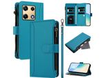 Custodia Per Infinix Note 30 Pro, Con Cerniera, Portafoglio In Finto Cuoio Con Tasche Per Carte, Supporto E Passante Per La Mano Lake Blu