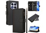 Custodia Per Xiaomi Redmi Note 14 Pro 4G, Con Cerniera, Portafoglio In Finto Cuoio Con Tasche Per Carte, Supporto E Passante Per La Mano Nero